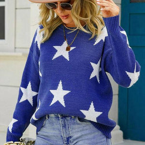 Be Bright On A Gloomy Day Star Knit Sweater-MXSTUDIO.COM