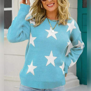 Be Bright On A Gloomy Day Star Knit Sweater-MXSTUDIO.COM