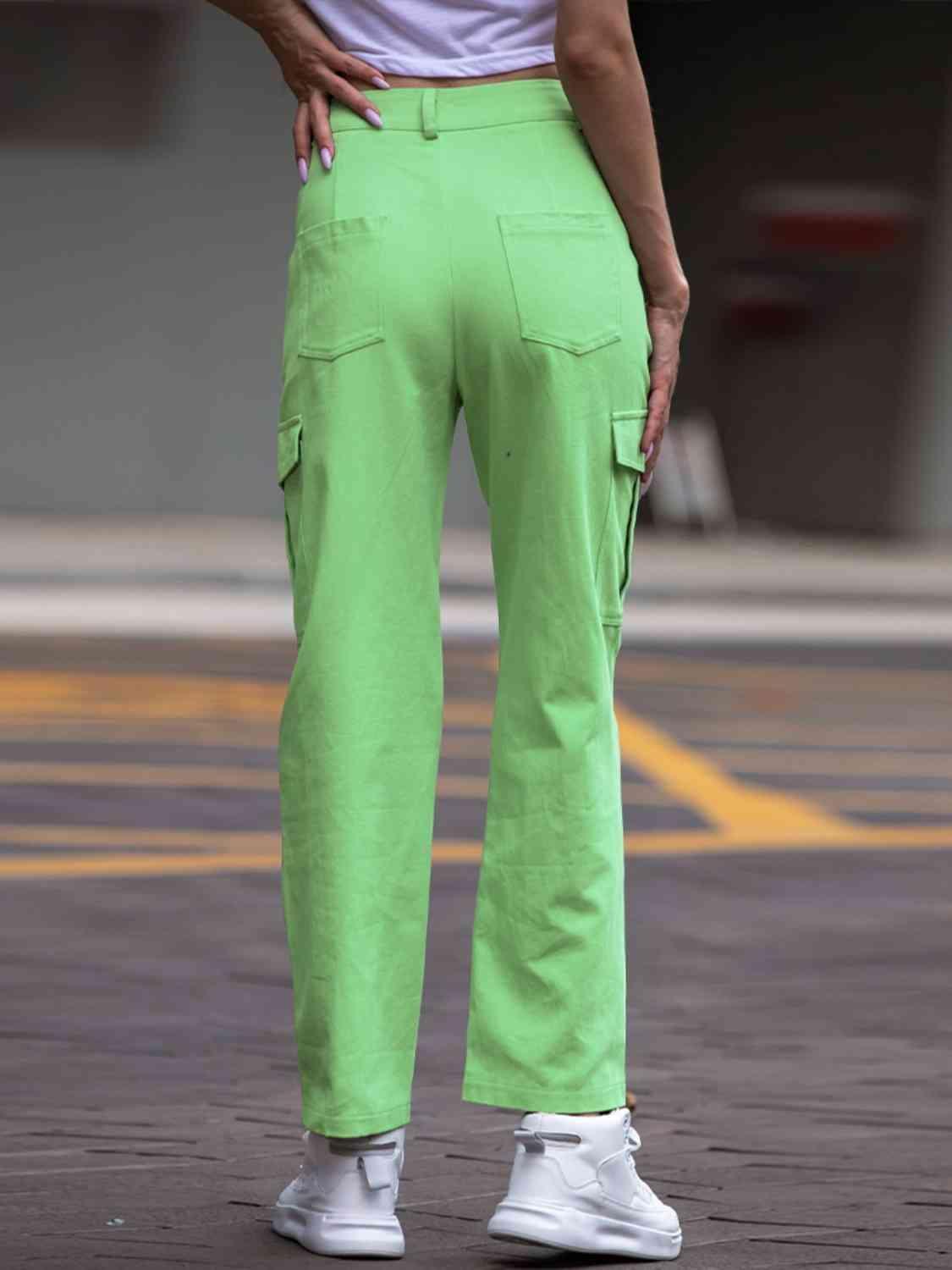 Be Bright Straight Leg Green Cargo Pants - MXSTUDIO.COM