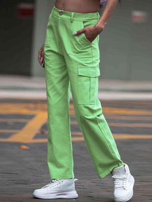 Be Bright Straight Leg Green Cargo Pants - MXSTUDIO.COM