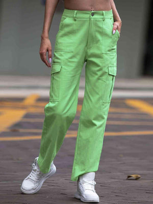 Be Bright Straight Leg Green Cargo Pants - MXSTUDIO.COM