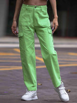 Be Bright Straight Leg Green Cargo Pants - MXSTUDIO.COM