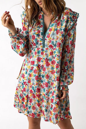 Be Crazy Be You Floral Long Sleeve Mini Dress - MXSTUDIO.COM