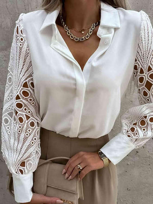 a woman wearing a white blouse and tan pants