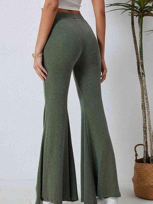 Be Exceptional Stretch Green Flared Pants - MXSTUDIO.COM