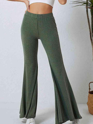 Be Exceptional Stretch Green Flared Pants - MXSTUDIO.COM