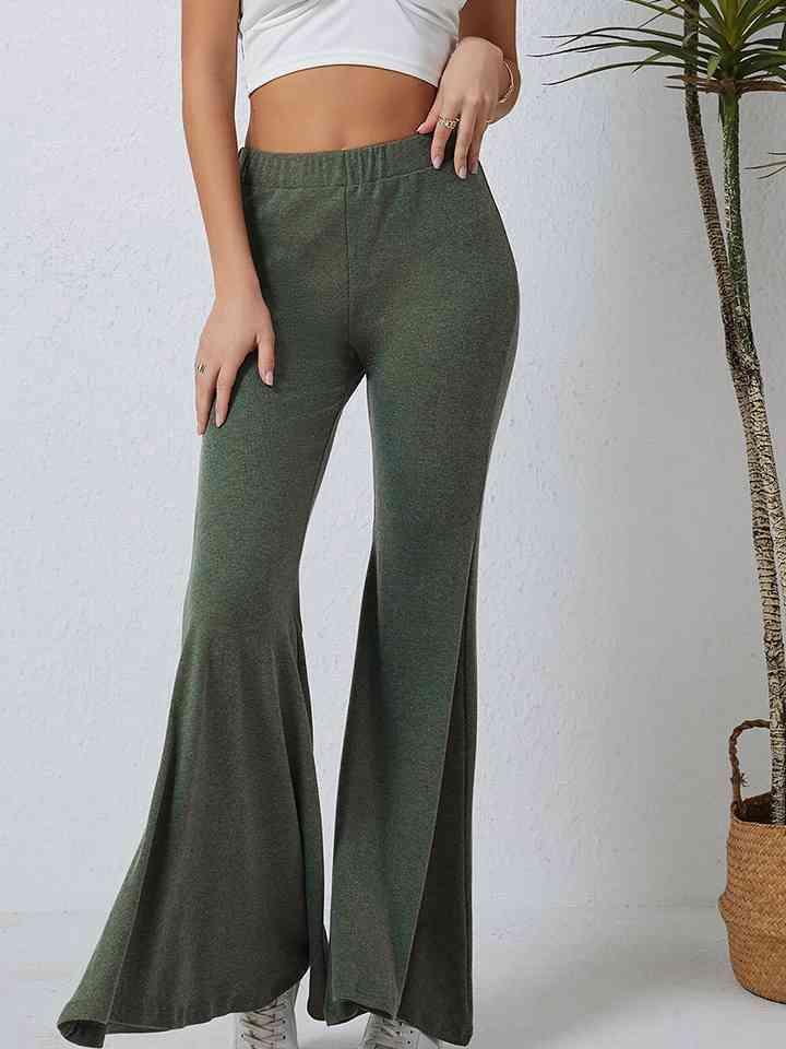 Be Exceptional Stretch Green Flared Pants - MXSTUDIO.COM