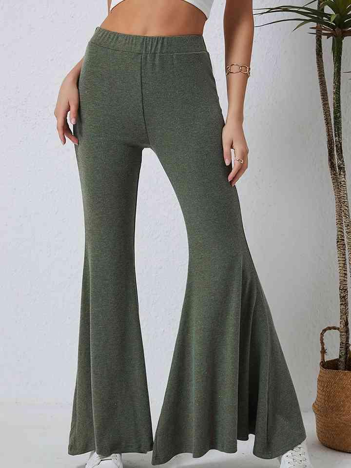 Be Exceptional Stretch Green Flared Pants - MXSTUDIO.COM