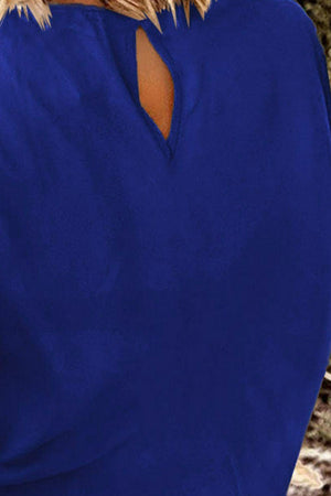 Be Inspired Crewneck Blue Long Sleeve Blouse - MXSTUDIO.COM