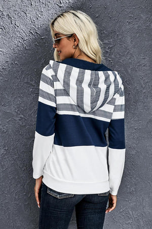 Be Limitless Color Block Striped Zip Up Hoodie - MXSTUDIO.COM