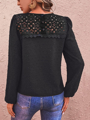 Be Limitless Lace Black Long Sleeve Blouse - MXSTUDIO.COM