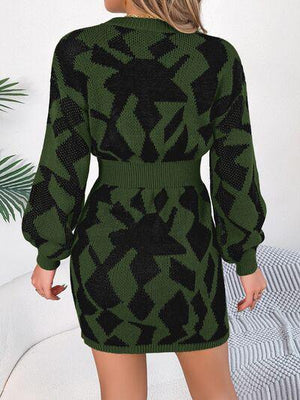 Be Phenomenal Lantern Sleeve Sweater Dress-MXSTUDIO.COM