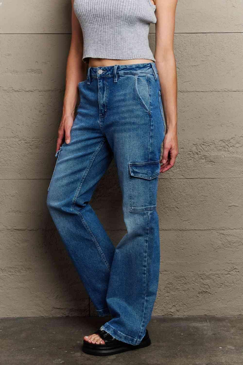 Be Practical High Waisted Cargo Flare Jeans - MXSTUDIO.COM