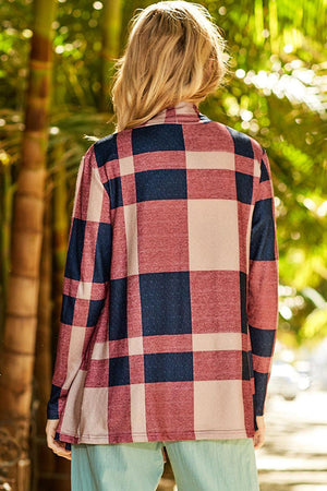 Be Prominent Open Front Plaid Cardigan Sweater - MXSTUDIO.COM