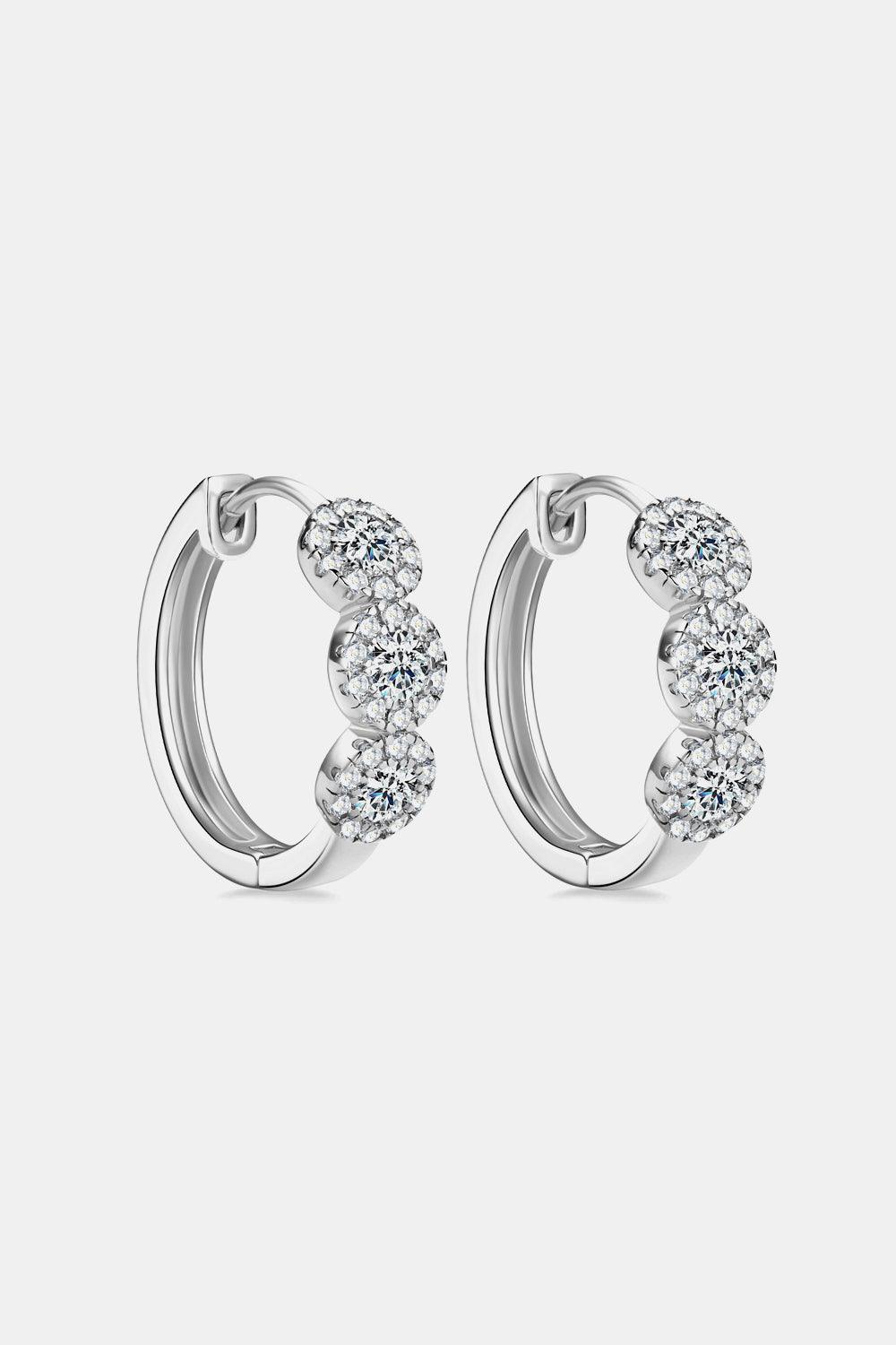 Be Recognized Sterling Silver Huggie Moissanite Earrings - MXSTUDIO.COM