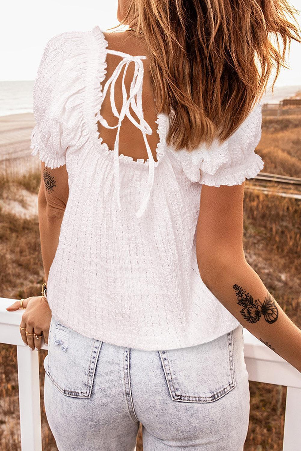 Be Resilient Lace White Puff Sleeve Blouse - MXSTUDIO.COM