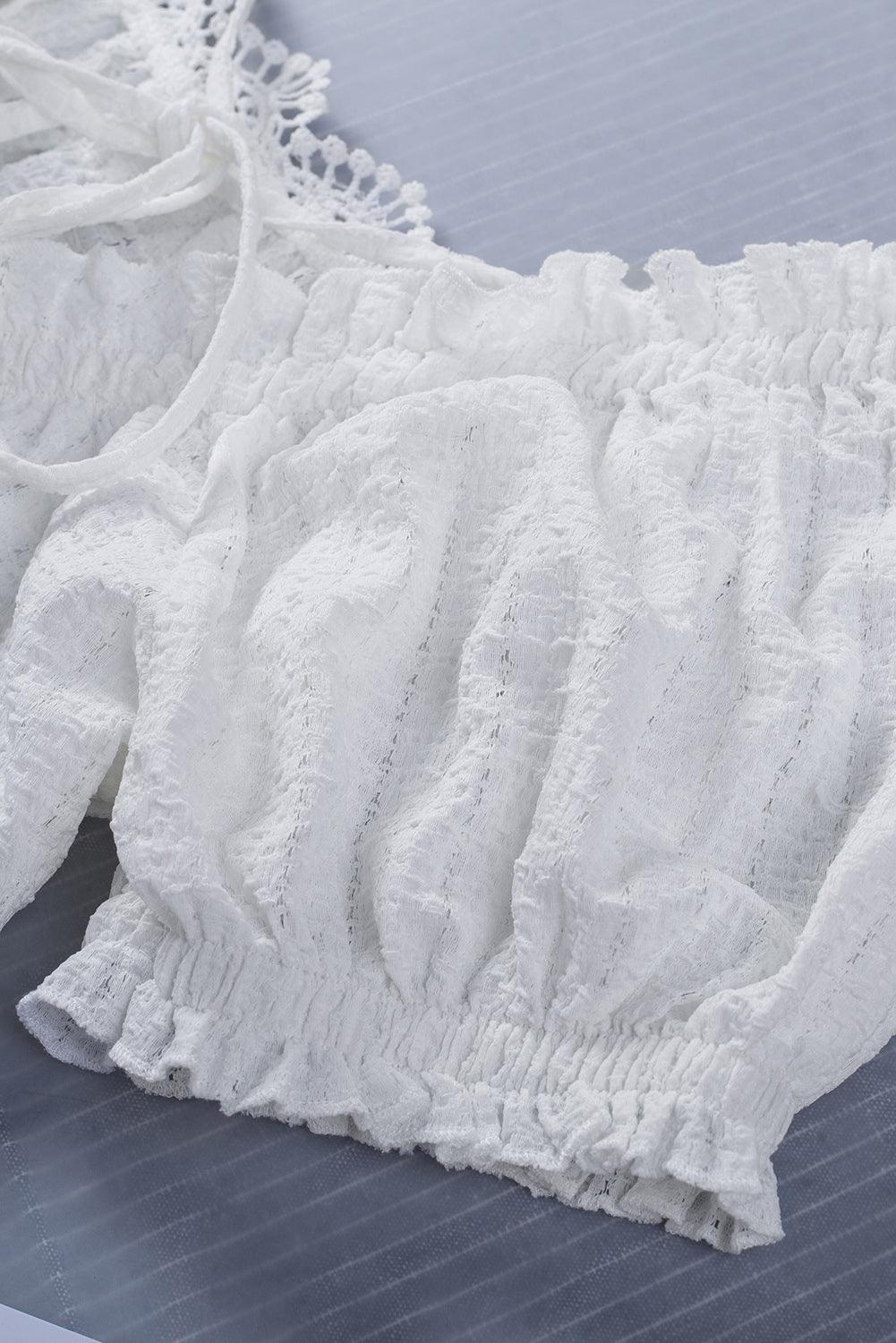 Be Resilient Lace White Puff Sleeve Blouse - MXSTUDIO.COM