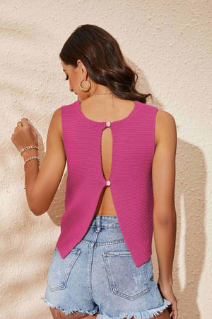 Be Summer Chic Knit Cutout Tank Top - MXSTUDIO.COM