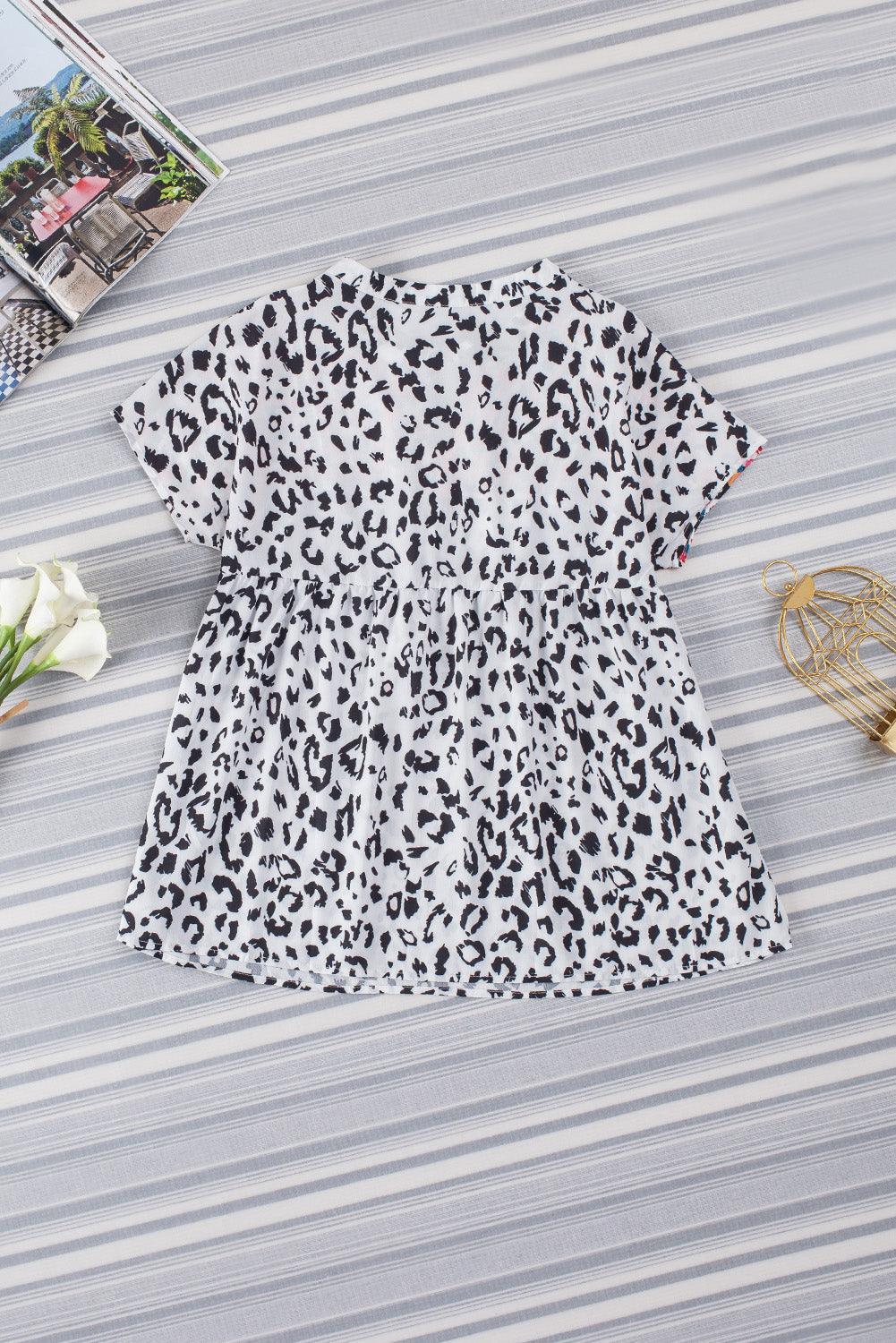 Be You Tassel Tie Leopard Print Blouse - MXSTUDIO.COM