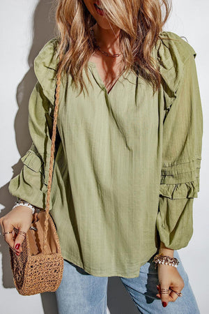 Be Yourself Ruffled Balloon Sleeve Blouse - MXSTUDIO.COM