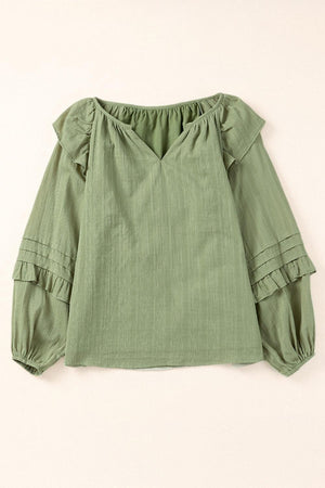 Be Yourself Ruffled Balloon Sleeve Blouse - MXSTUDIO.COM