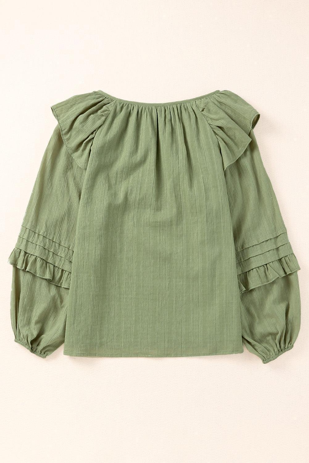 Be Yourself Ruffled Balloon Sleeve Blouse - MXSTUDIO.COM