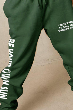 Be your Own Sun Graphic Green Sweatpants - MXSTUDIO.COM