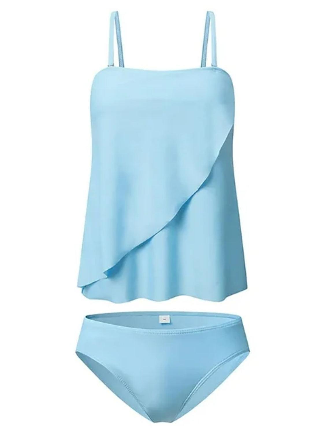 a women's blue swimsuit and panties