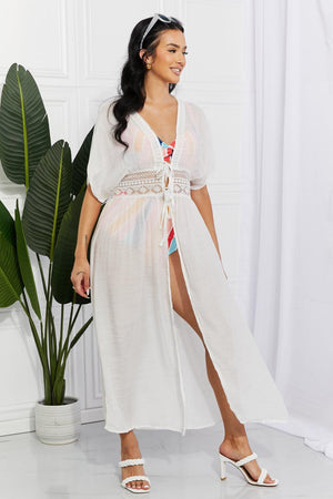 Beachy Essence Open Front White Maxi Cover-Up Dress - MXSTUDIO.COM