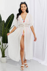 Beachy Essence Open Front White Maxi Cover-Up Dress - MXSTUDIO.COM