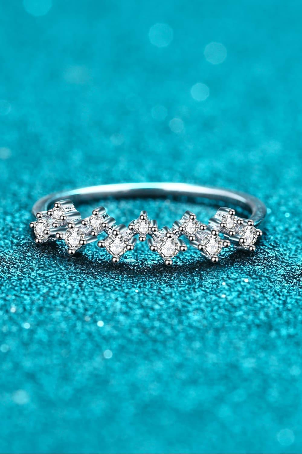 Beaming Half-Eternity Sterling Silver Moissanite Ring - MXSTUDIO.COM