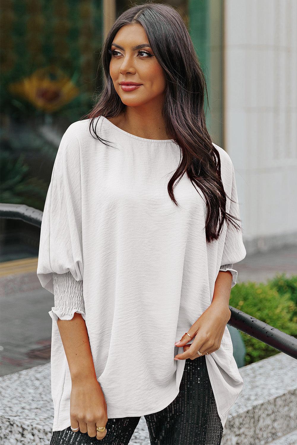 Beaming Textured Dolman Sleeve Blouse - MXSTUDIO.COM