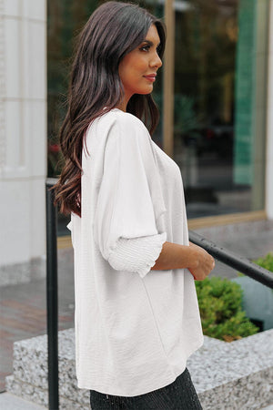 Beaming Textured Dolman Sleeve Blouse - MXSTUDIO.COM