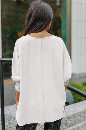 Beaming Textured Dolman Sleeve Blouse - MXSTUDIO.COM