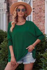 Beaming Textured Dolman Sleeve Blouse - MXSTUDIO.COM