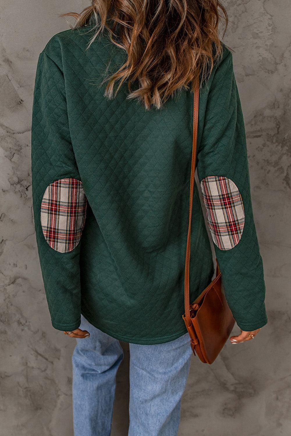 Beat the Cold Elbow Patch Green Sweatshirt - MXSTUDIO.COM