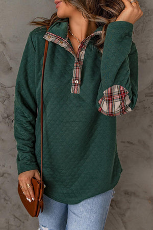 Beat the Cold Elbow Patch Green Sweatshirt - MXSTUDIO.COM