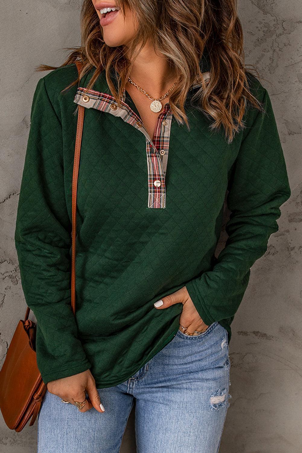 Beat the Cold Elbow Patch Green Sweatshirt - MXSTUDIO.COM