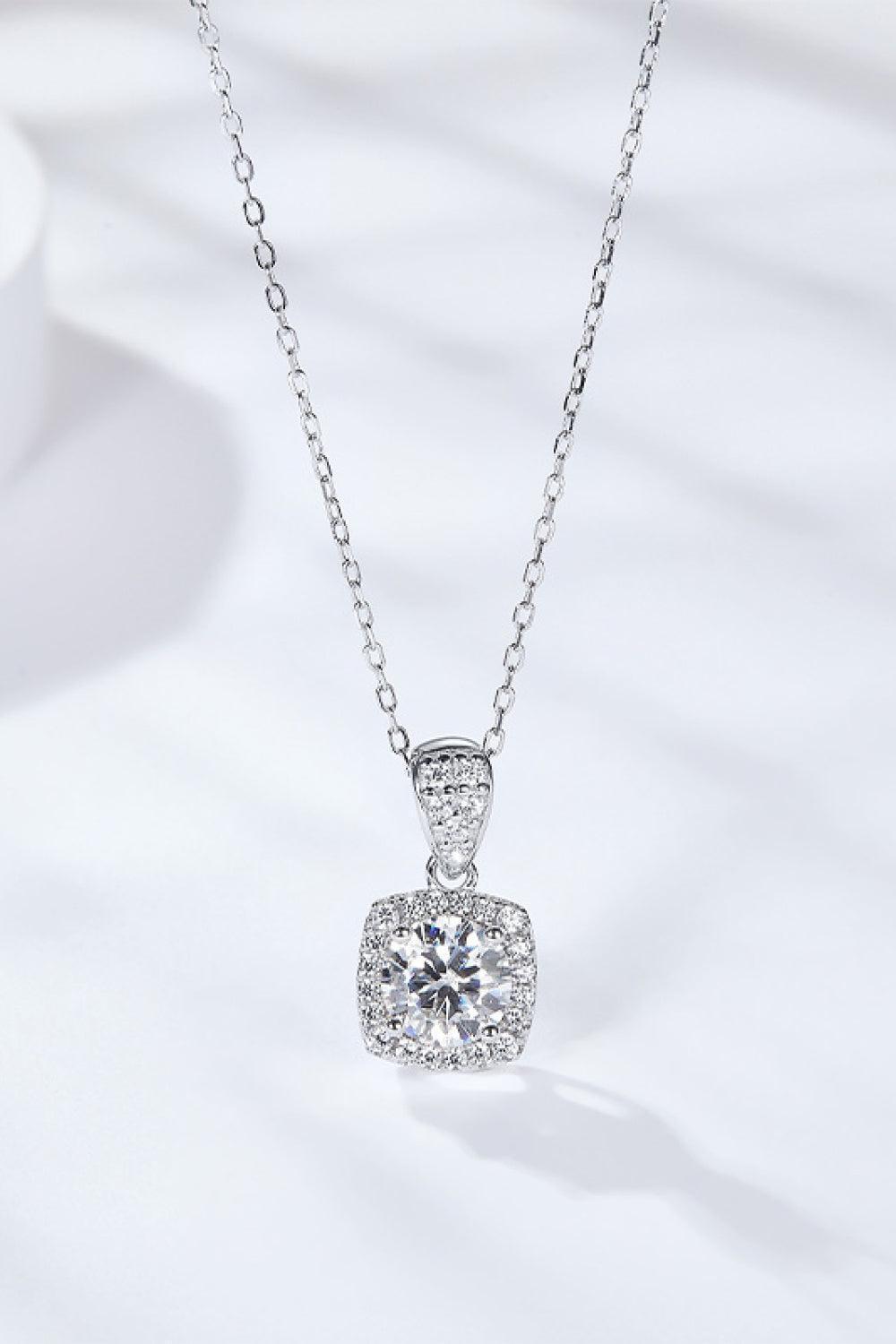 Beatific Square 1 Carat Moissanite Necklace Womens - MXSTUDIO.COM