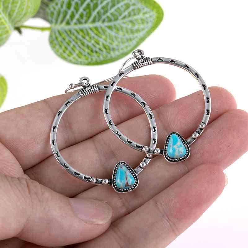 Beautiful Finish Artificial Turquoise Drop Earrings-MXSTUDIO.COM