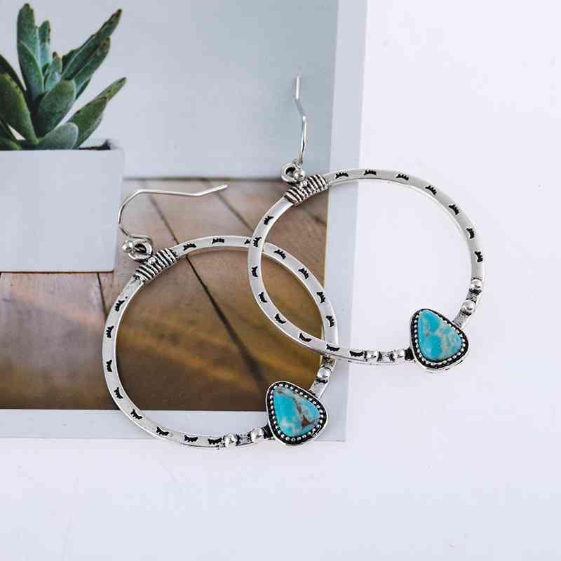 Beautiful Finish Artificial Turquoise Drop Earrings-MXSTUDIO.COM