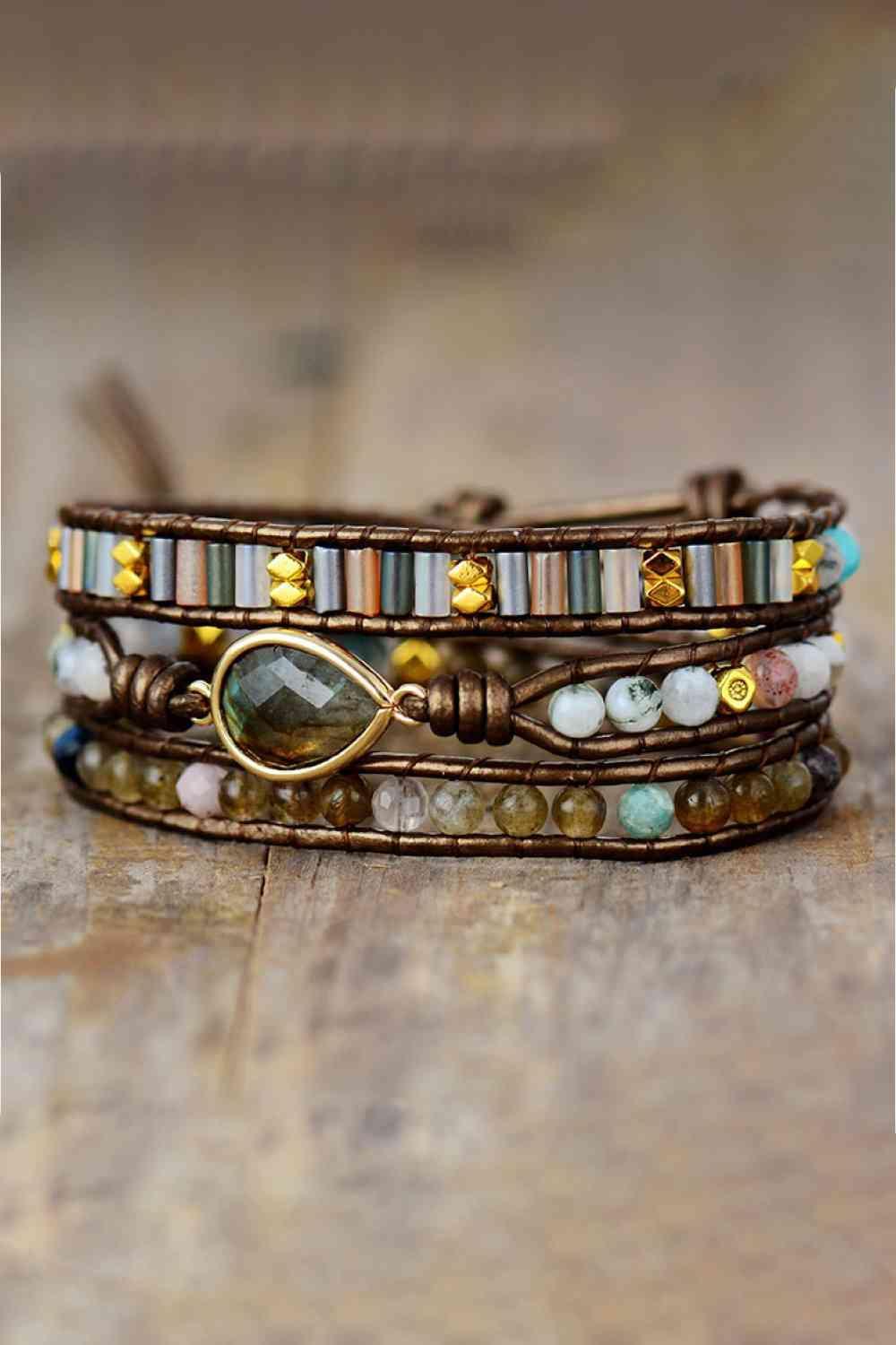 Beautiful Looking Triple Layer Handmade Bead Bracelet-MXSTUDIO.COM