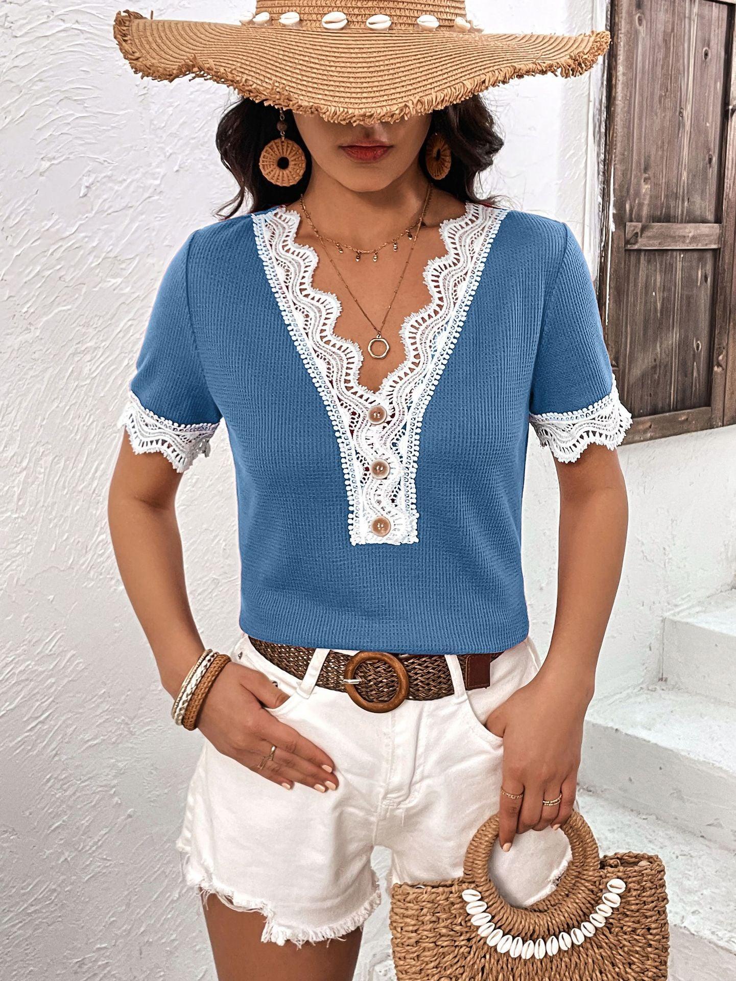 Beautiful Transformation Lace V Neck Top - MXSTUDIO.COM