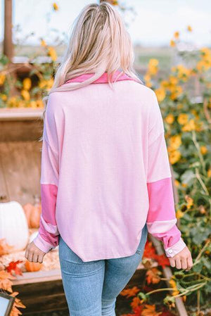 Beautifully Comfy Color Block Pink Shacket-MXSTUDIO.COM