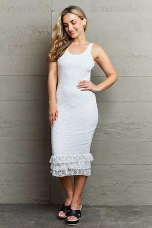 Beauty And Grace Sleeveless White Bodycon Dress - MXSTUDIO.COM