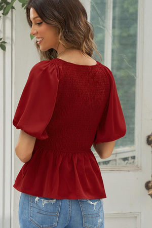 Beauty In Imperfections Smocked Peplum Blouse - MXSTUDIO.COM