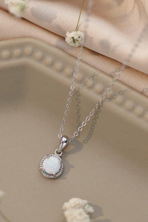 Bedazzling Vibes Link Chain Round Opal Pendant Necklace - MXSTUDIO.COM