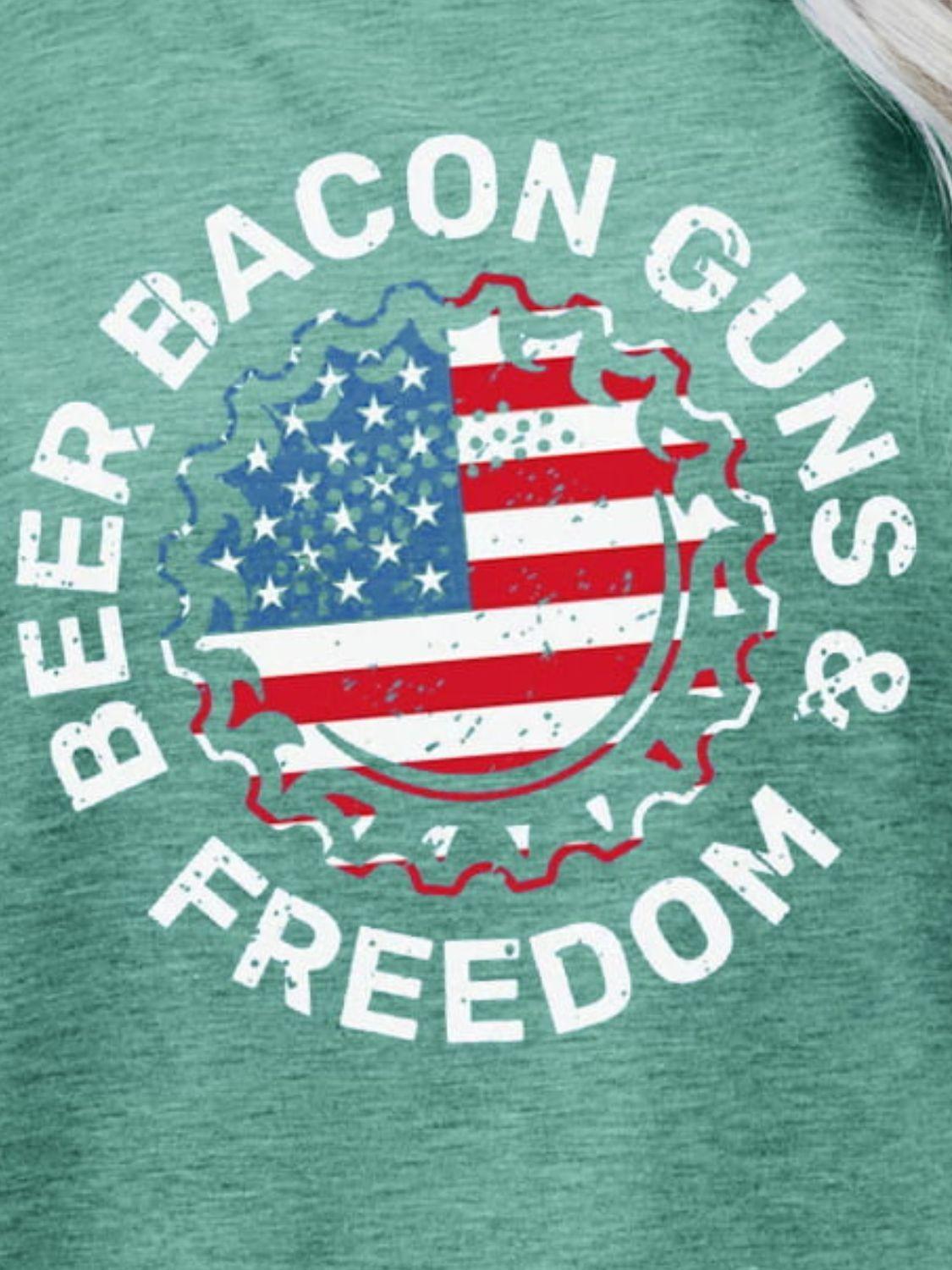 Beer Bacon Guns & Freedom US Flag T Shirt - MXSTUDIO.COM