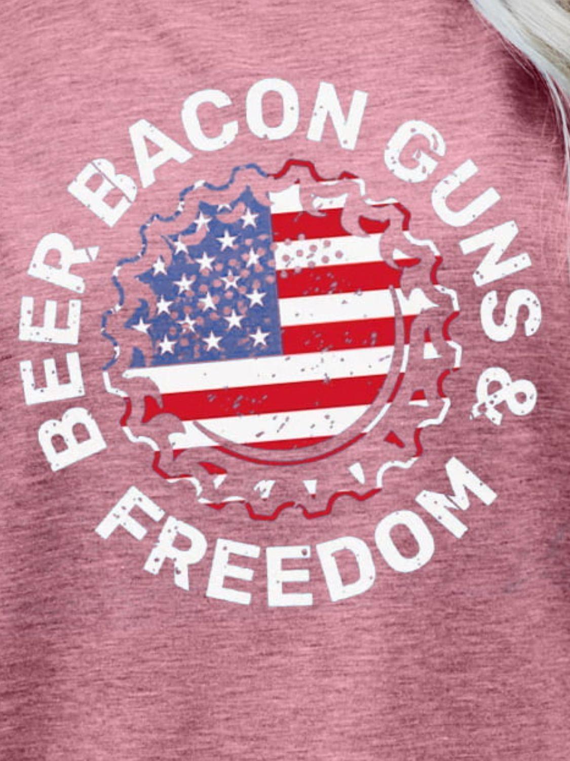 Beer Bacon Guns & Freedom US Flag T Shirt - MXSTUDIO.COM