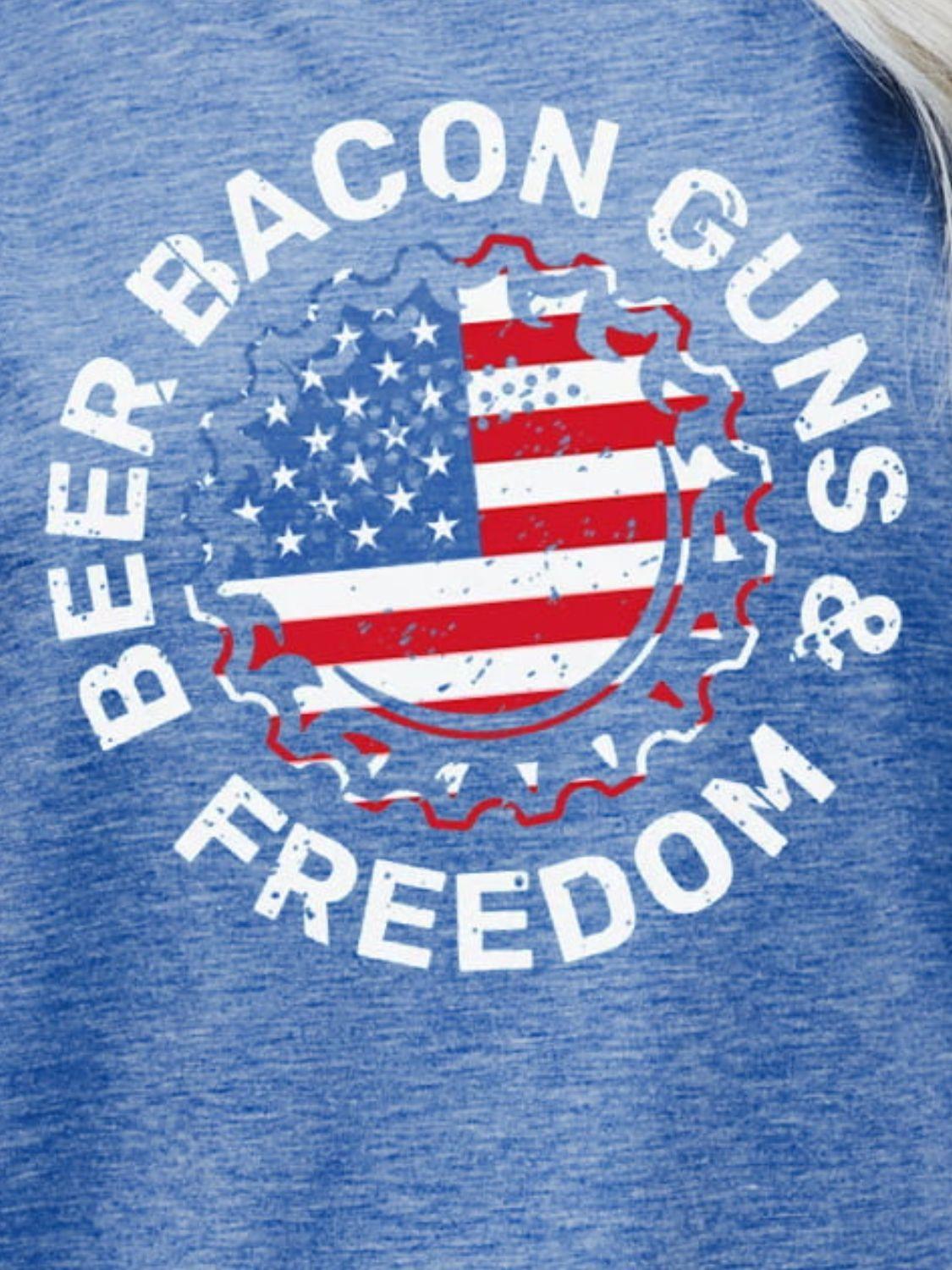 Beer Bacon Guns & Freedom US Flag T Shirt - MXSTUDIO.COM